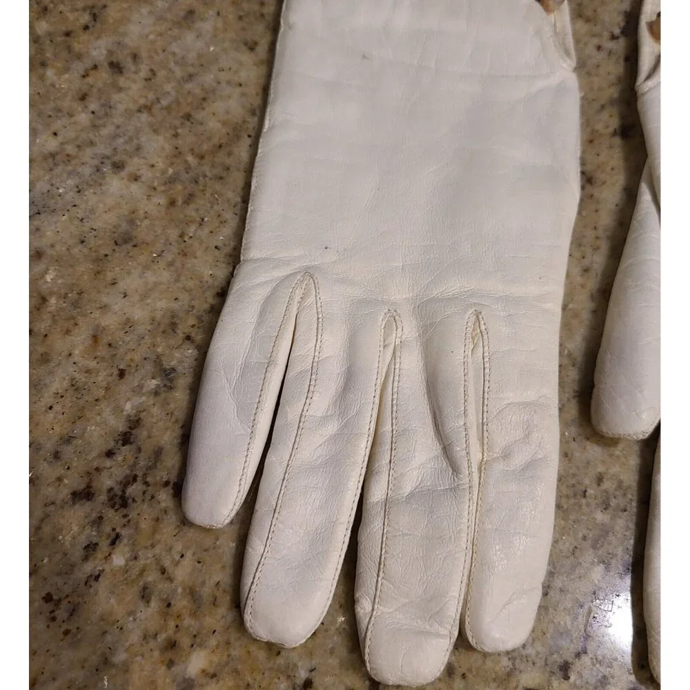 Vintage Size S Cream Soft Leather Knit Lined 8